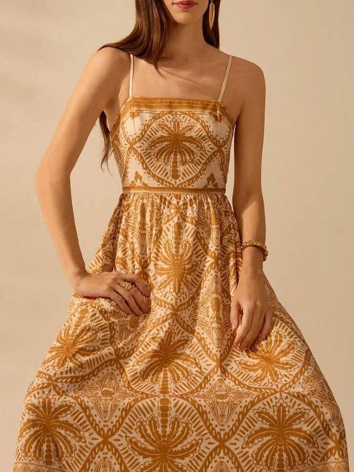 Cascais Bohemia Tropical palm strappy sundress