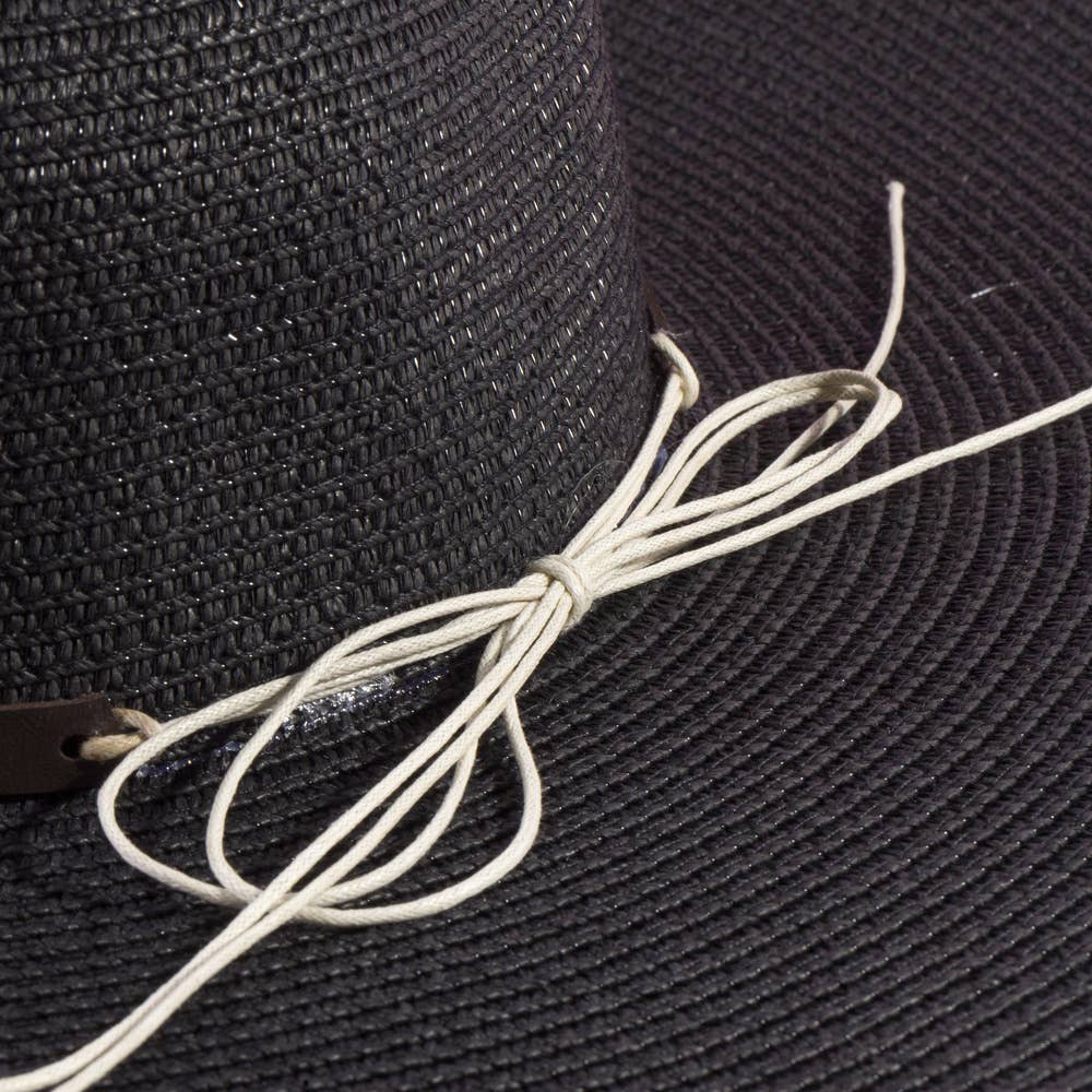 Wide Brim Straw Sun Hat With Cord Hat Band