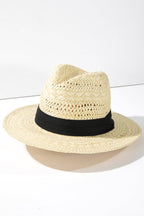 Panama Hat with Black Tucked Ribbon