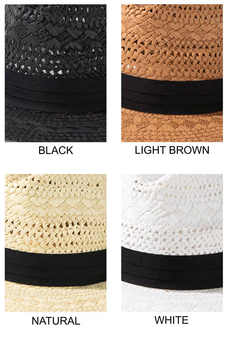 Panama Hat with Black Tucked Ribbon