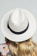 Panama Hat with Black Tucked Ribbon