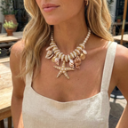 Starfish & Shell Pearl Necklace | Summer Statement Jewelry