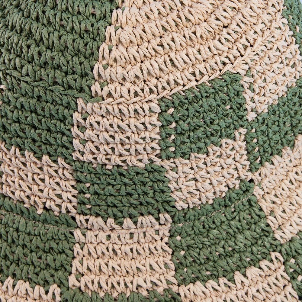 Straw Braided Checkered Bucket Hat