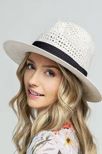 Panama Hat with Black Tucked Ribbon