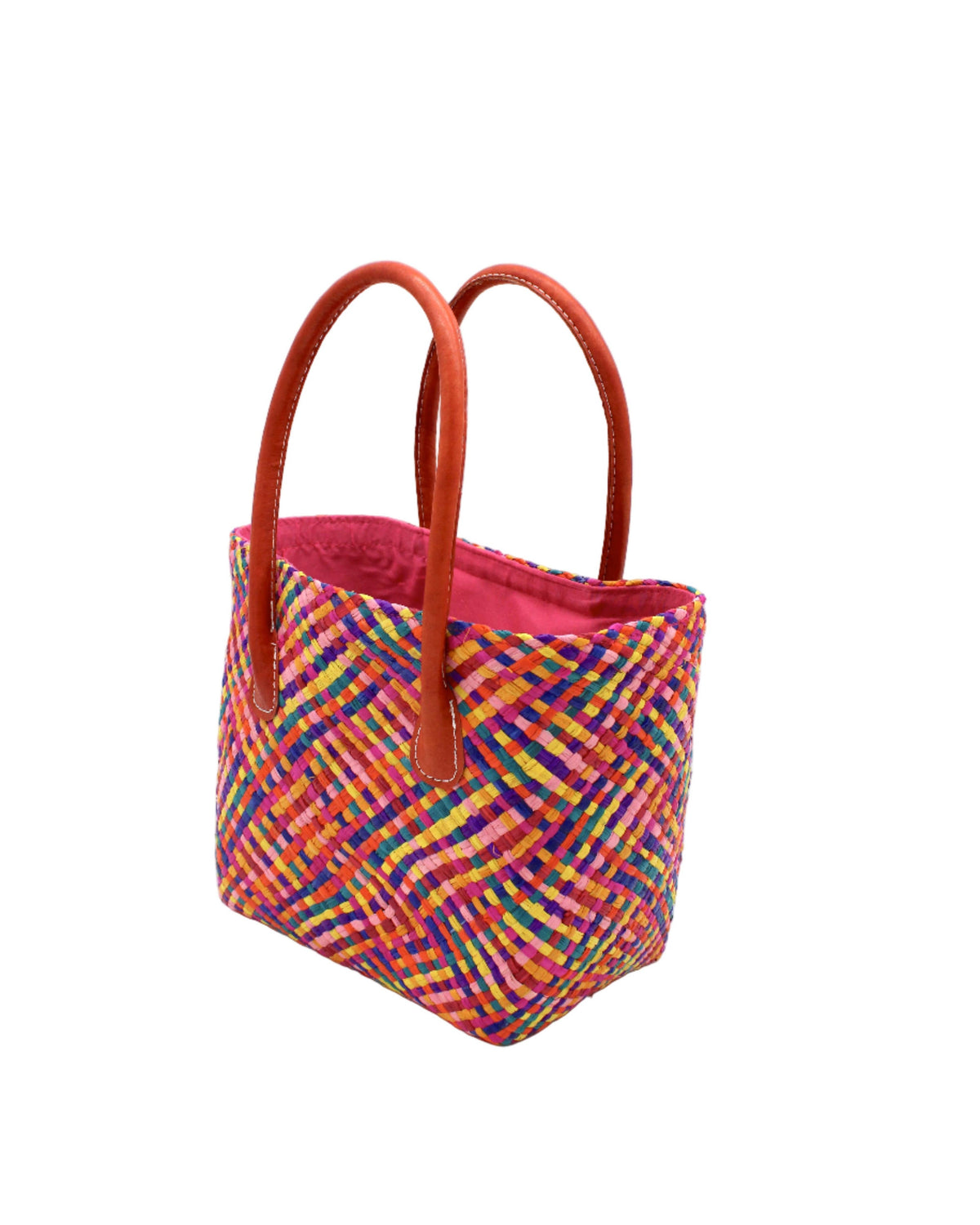 Pianina Small Woven Raffia Straw Basket Bag