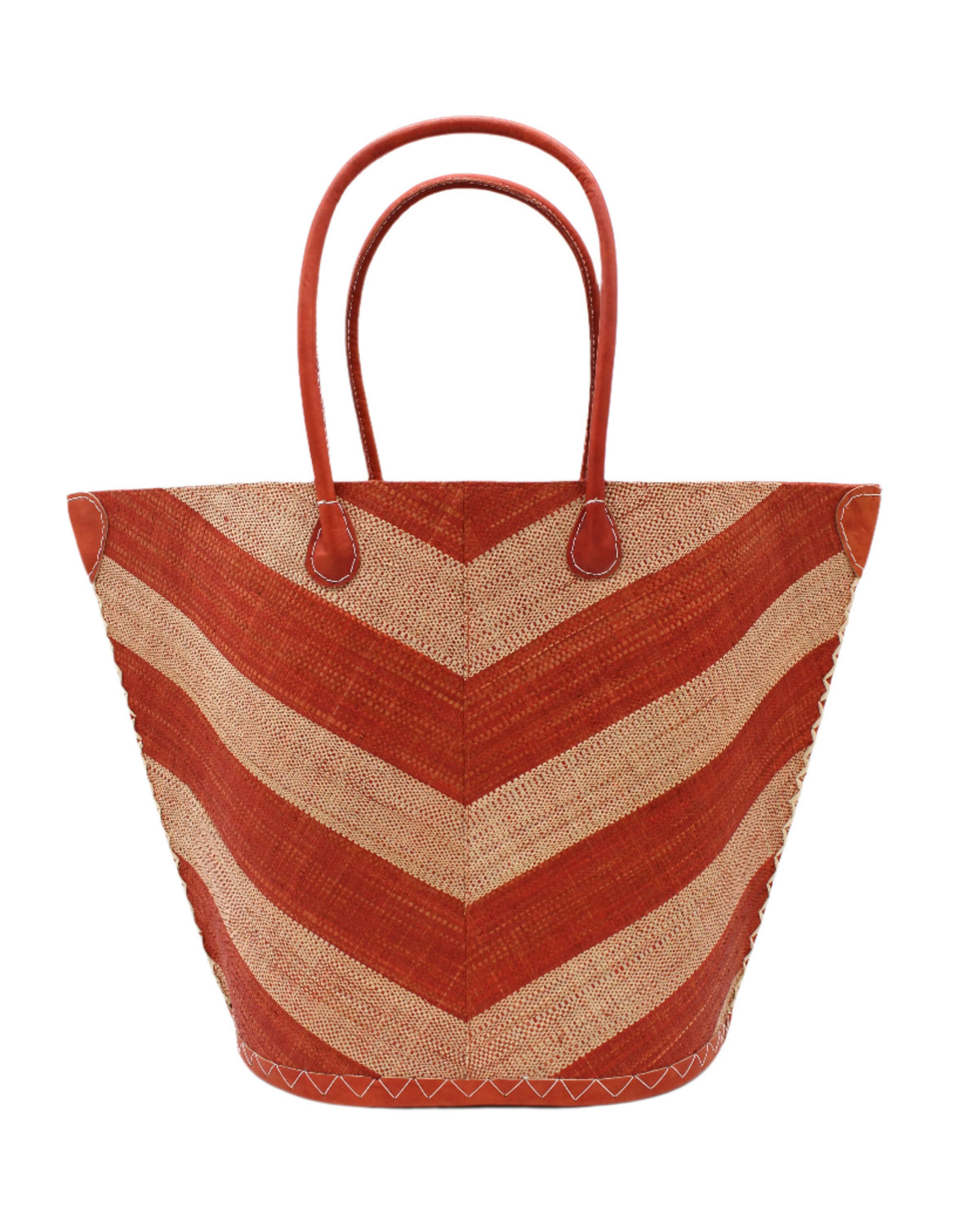 Santa Cruz Wide Stripe Chevron Large Raffia Straw Tote Bag