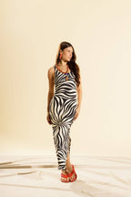 Long Floral Stripe Dress