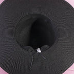 Wide Brim Straw Sun Hat With Cord Hat Band