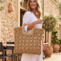 Square Straw Braided Tote Bag