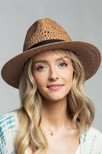 Panama Hat with Black Tucked Ribbon