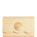 Scalloped Ruby Straw Clutch- Gold Charm - WS