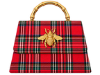 Red Plaid Lulu with Gold Handle - Gold Charms- WS