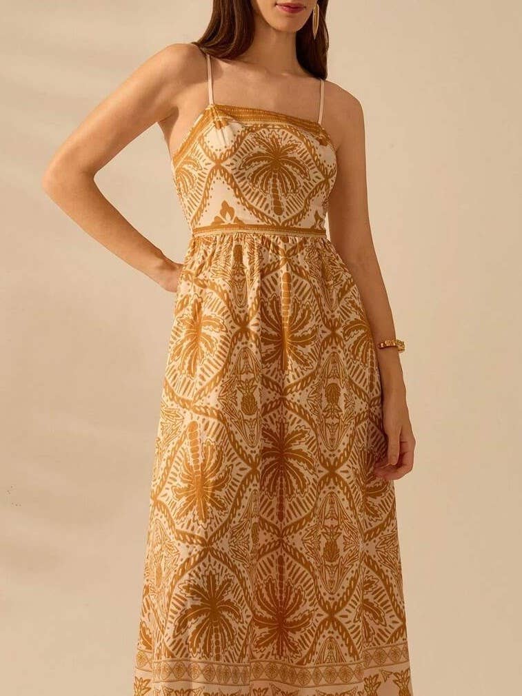 Cascais Bohemia Tropical palm strappy sundress