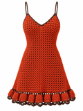 Handmade Crochet Red Dress