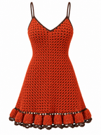 Handmade Crochet Red Dress