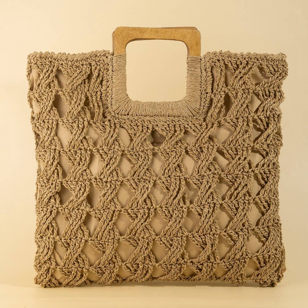 Square Straw Braided Tote Bag