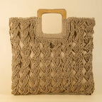 Square Straw Braided Tote Bag