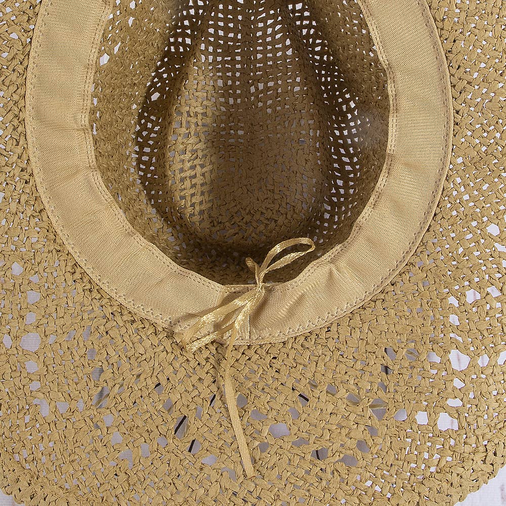 Straw Cowboy Hat With Turquoise Bead Shell Band