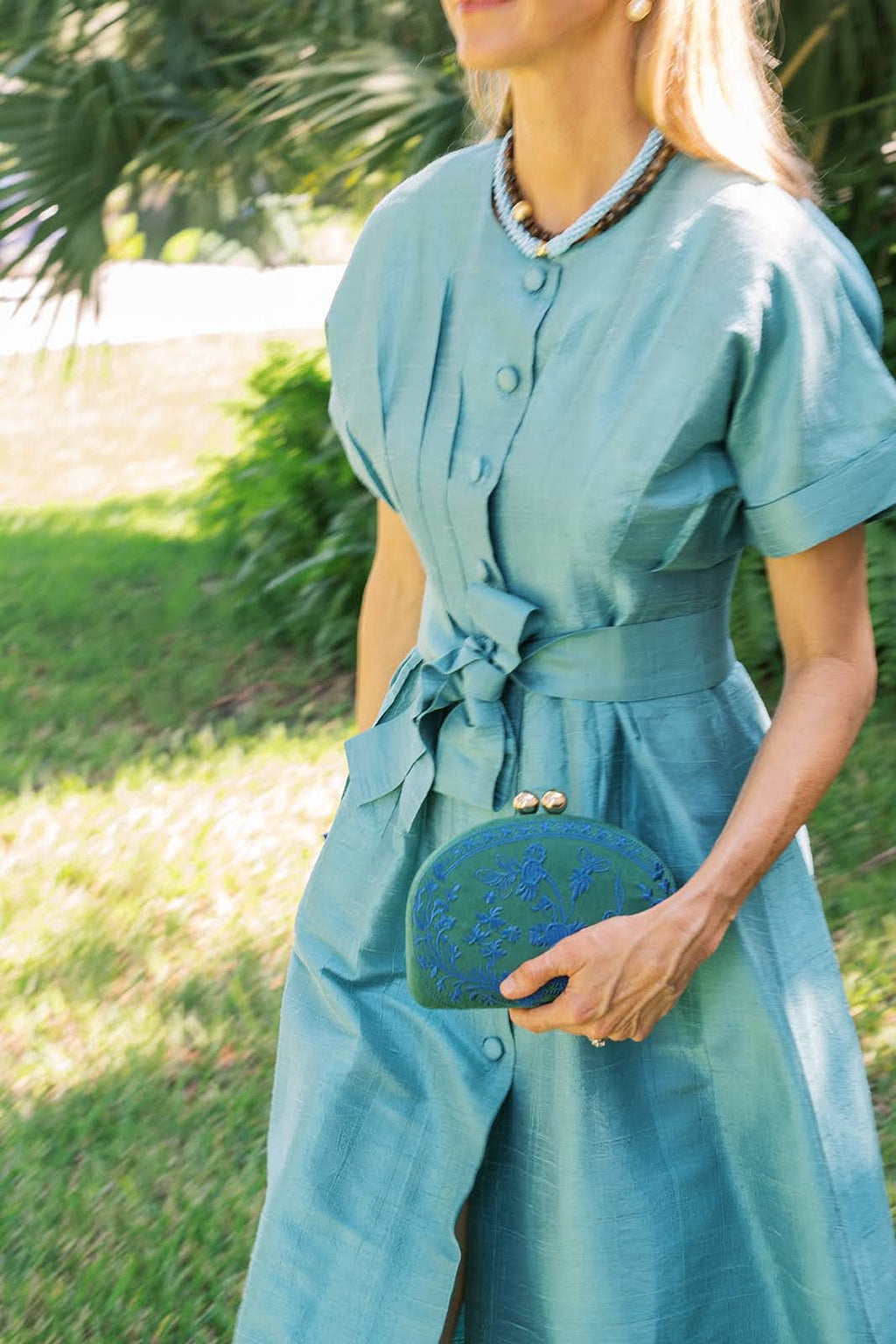 Garden Party- Embroidered Clutch