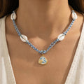 Stainless Steel Sea Life Coin And Puka Shell Charms Braided
