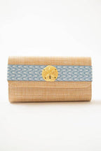 Avery Straw Clutch - Blue Ocean Band with Sanddollar - WS