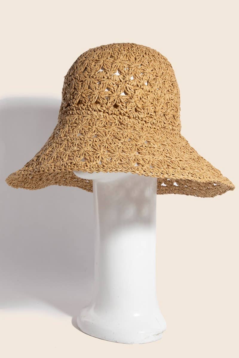 Intricate Straw Braided Bucket Hat