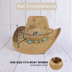 Straw Cowboy Hat With Turquoise Bead Shell Band