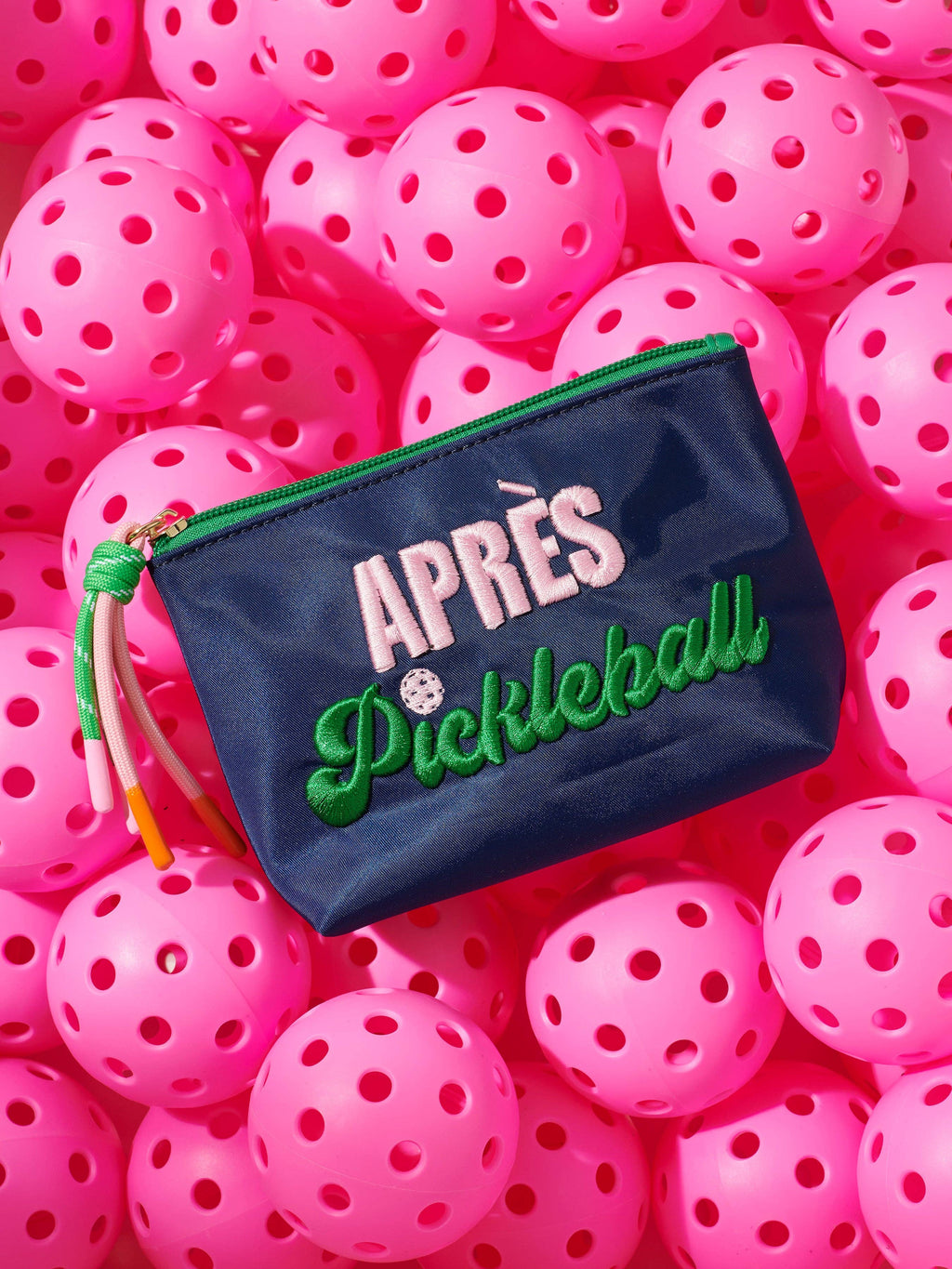 "APRÈS PICKLEBALL" SMALL ZIP POUCH, NAVY