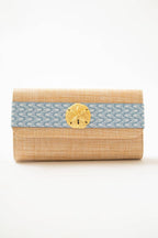 Avery Straw Clutch - Blue Ocean Band with Sanddollar - WS