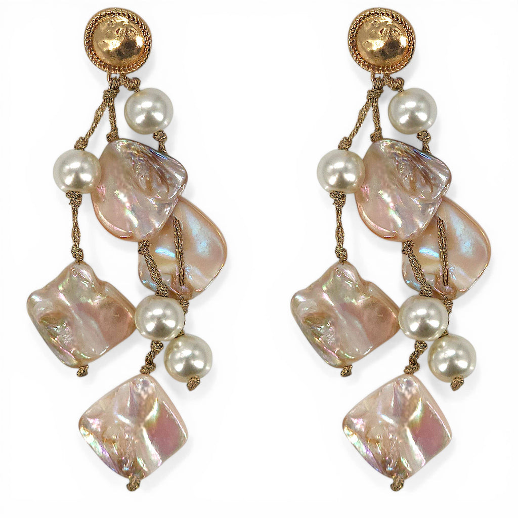 Chunky Shell & Pearl Earrings | Handmade Statement Jewelry