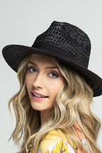 Panama Hat with Black Tucked Ribbon