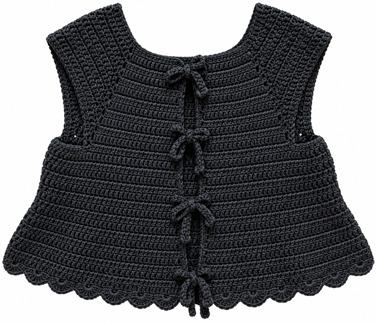 Handmade Black tie-front Crochet Top