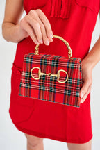 Red Plaid Lulu with Gold Handle - Gold Charms- WS