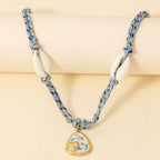 Stainless Steel Sea Life Coin And Puka Shell Charms Braided
