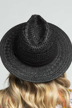Panama Hat with Black Tucked Ribbon