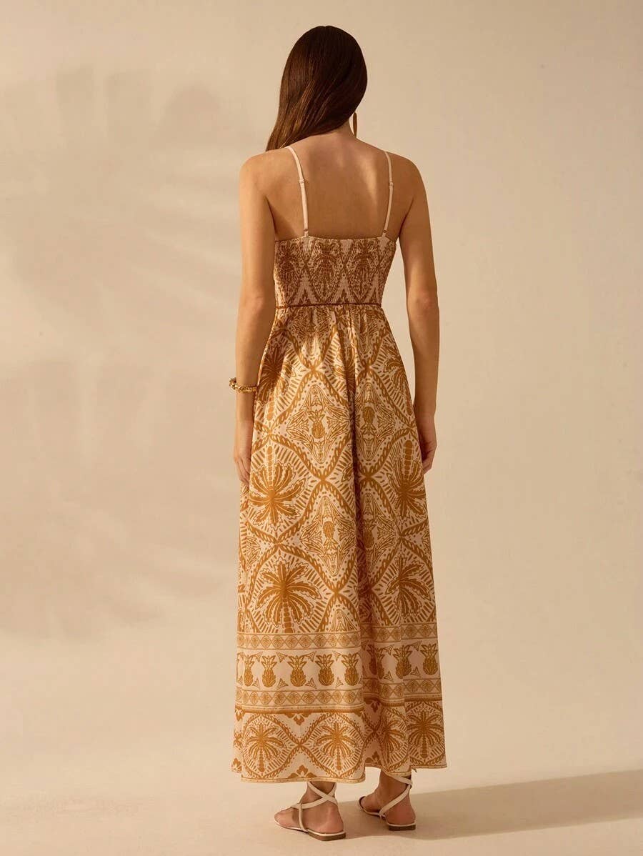 Cascais Bohemia Tropical palm strappy sundress