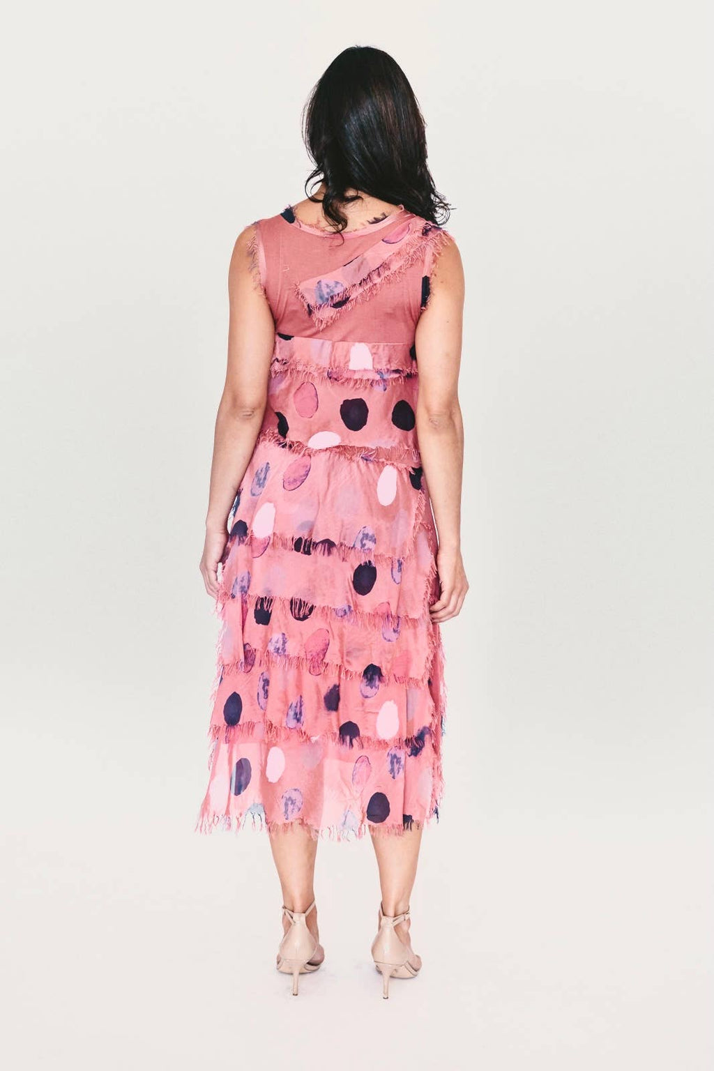 Women's Sleeveless Dots Maxi Dress, Multi Layers