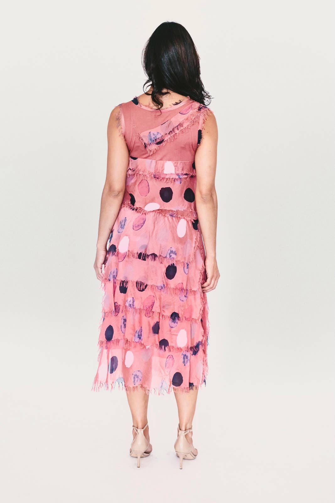 Women's Sleeveless Dots Maxi Dress, Multi Layers