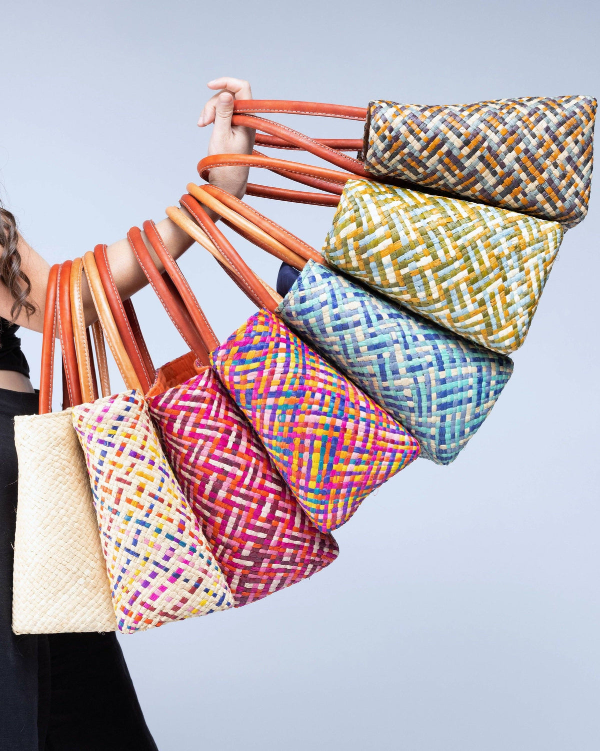 Pianina Small Woven Raffia Straw Basket Bag