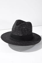 Panama Hat with Black Tucked Ribbon
