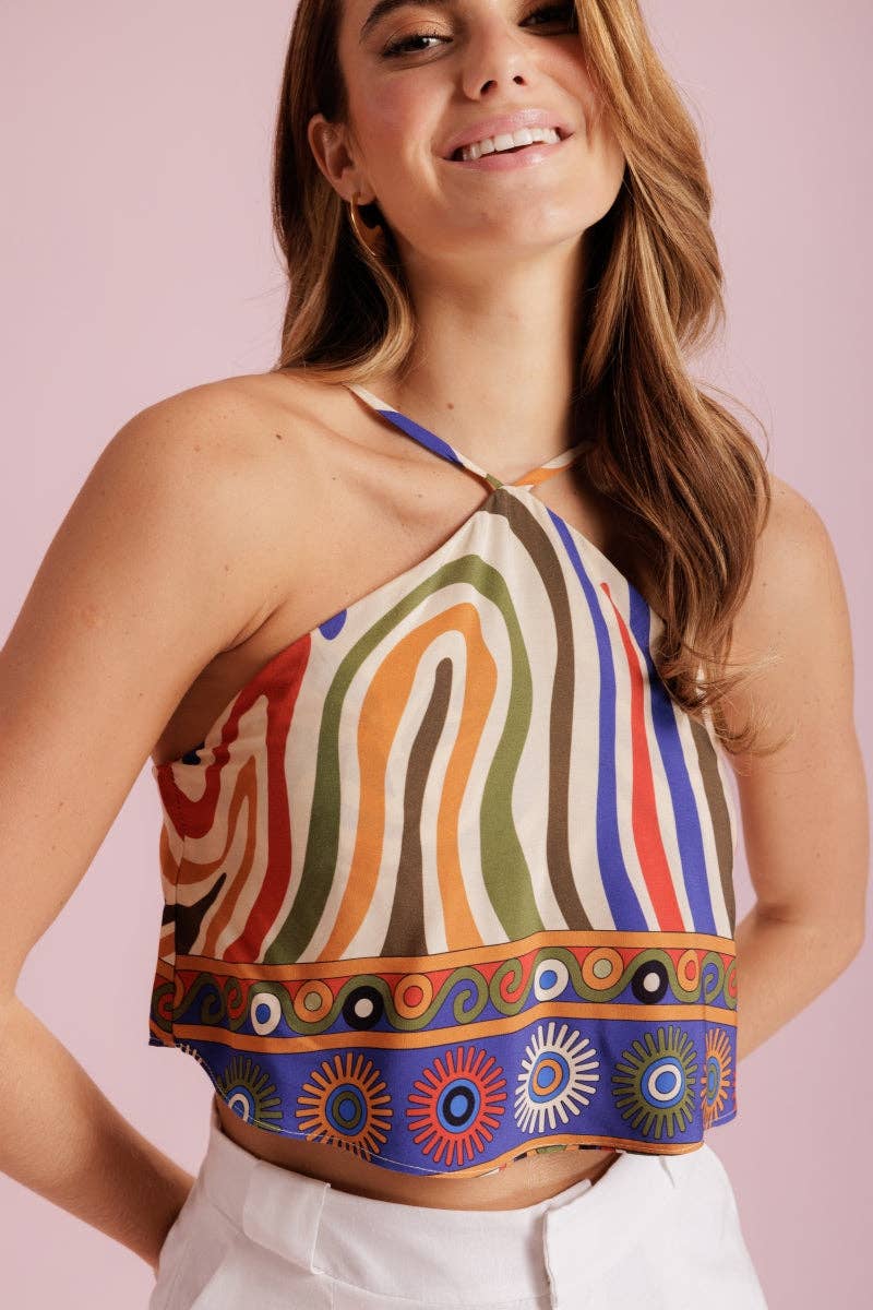 Cropped Top with Colored Tie‑Dye Front