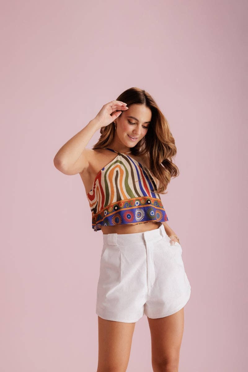 Cropped Top with Colored Tie‑Dye Front
