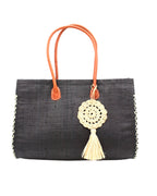 Monte Carlo Big Raffia Straw Beach Bag with Dreamcatcher Tassel Charm Embellishment - 3 Sizes