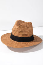 Panama Hat with Black Tucked Ribbon