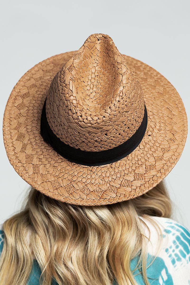 Panama Hat with Black Tucked Ribbon