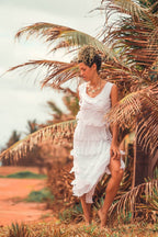 Women's Sleeveless Solid Maxi Dress, Multi Layers