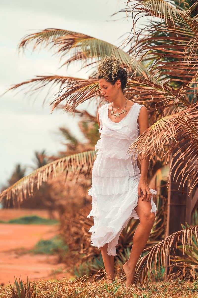 Women's Sleeveless Solid Maxi Dress, Multi Layers