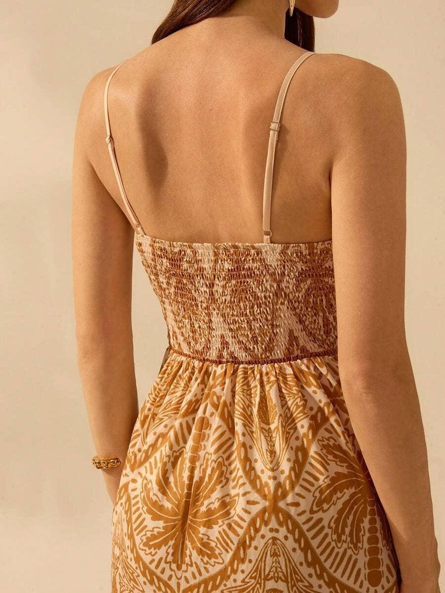 Cascais Bohemia Tropical palm strappy sundress