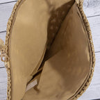 Pearl Beaded Straw Crochet Crossbody Bag