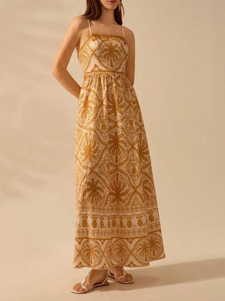 Cascais Bohemia Tropical palm strappy sundress